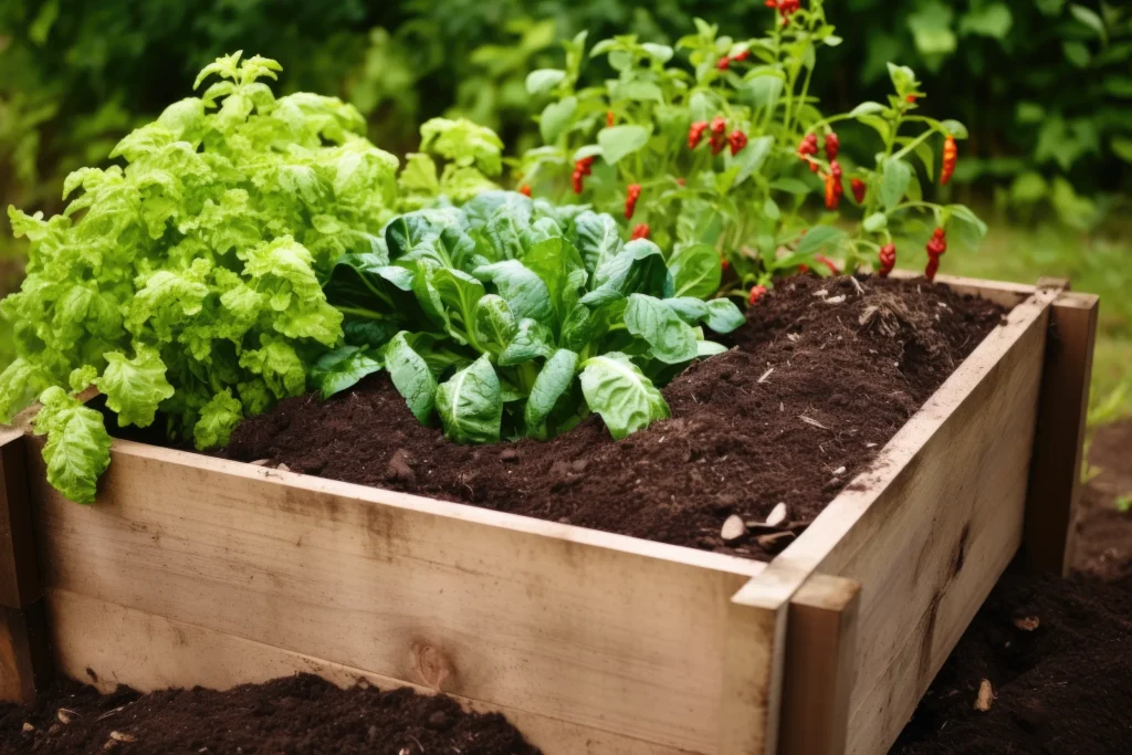 Using a small raised bed garden.
