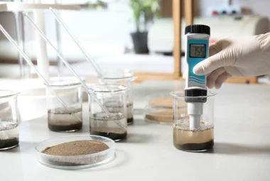 Testing soil pH in a lab.
