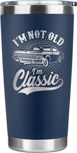 20-ounce stainless steel drinking tumbler.