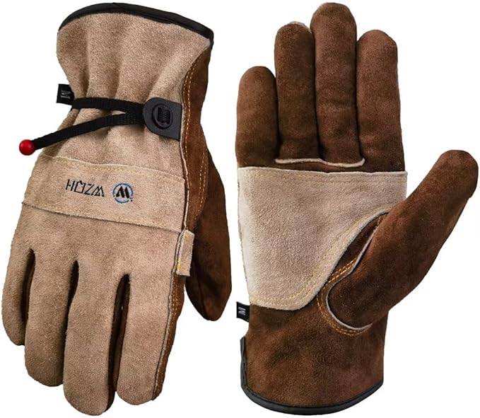 Leather work gloves.