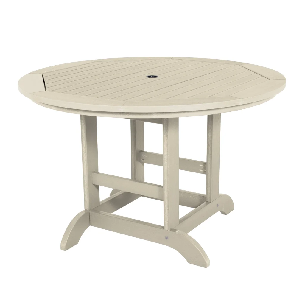 Round table with 48-inch diameter.