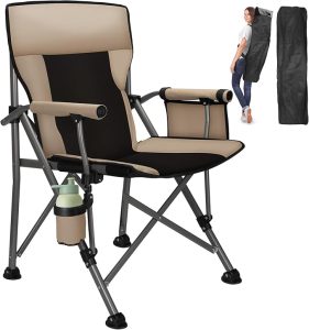 Quyyuan folding padded camping chair, 500 pound capacity.