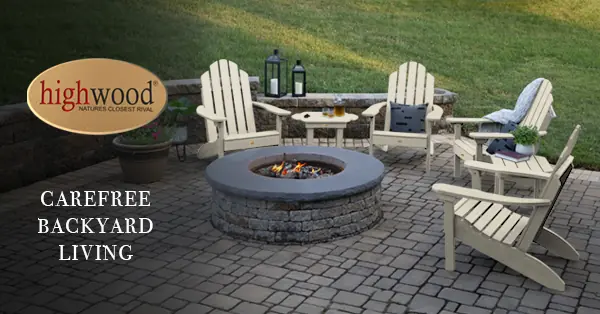 Four adirondack chairs carefree living banner.