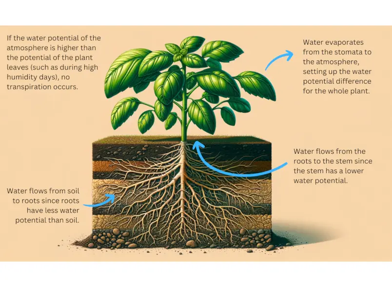 Basic diagram of plant transpiration.