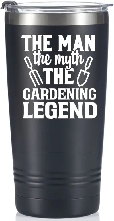 The msn, the myth, the gardening legend tumbler with lid.